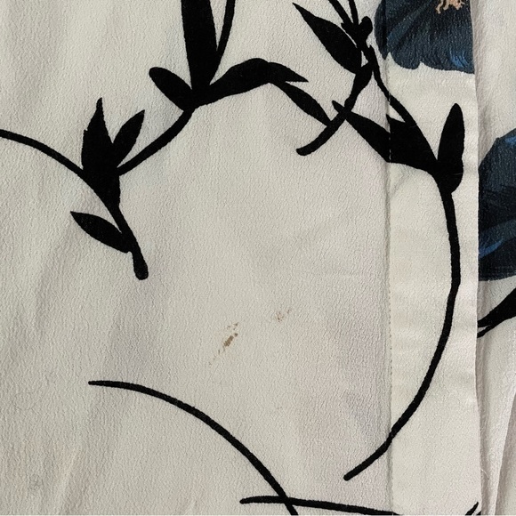 Ganni Sz 36 SMALL Dalton Floral White Crepe Button Down Long Sleeve Blouse FLAWS - Picture 5 of 7